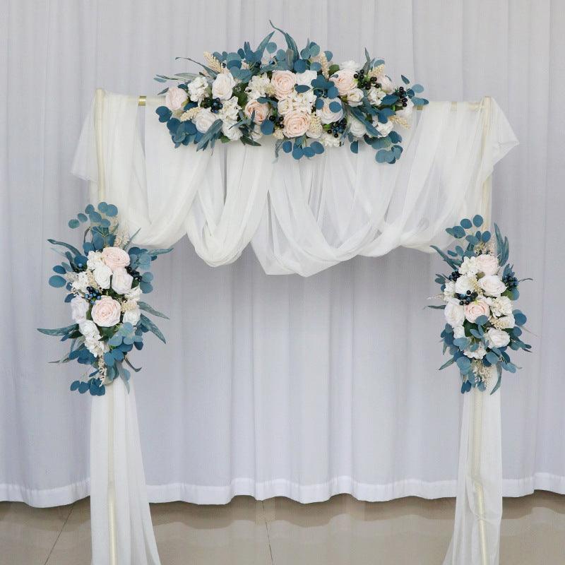 Peacock Blue Wedding Arch Corner Flower Decor - Uflower