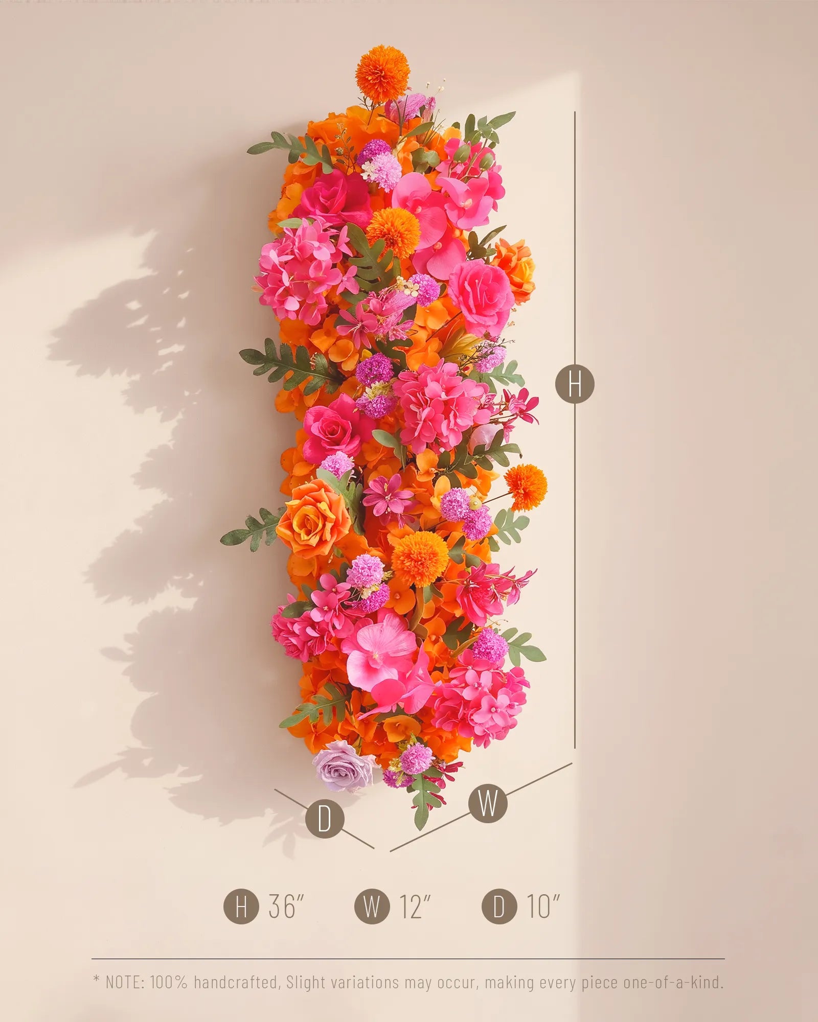 Uflower 100cm Rose Red Orange Flower Row with Drapes MC89002-01