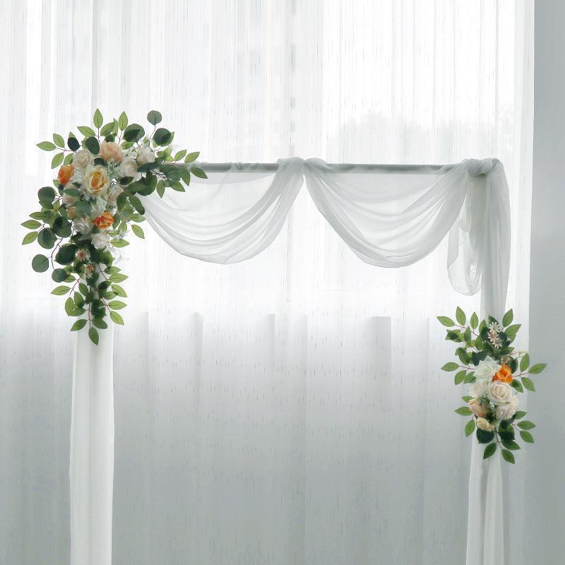 Light Orange White Wedding Arch Corner Flower Decor - Uflower