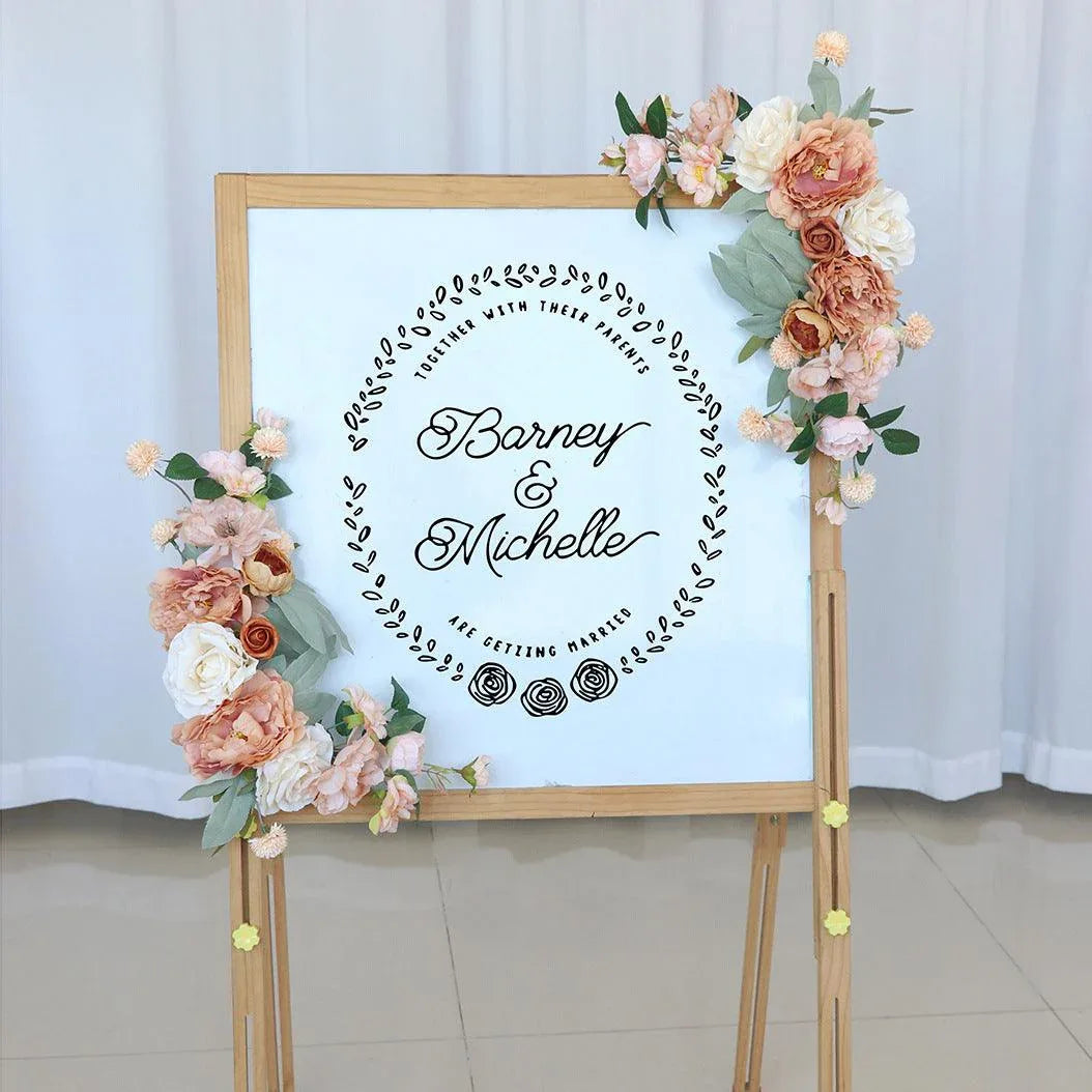 Simulated Caramel Champagne Silk Flower Wedding Welcome Sign Flower Art Guide Sign Props - Uflower