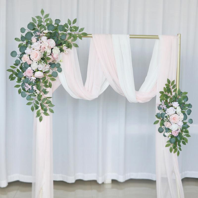 Pink Rose Wedding Arch Hanging Corner Floral Decorations - Uflower