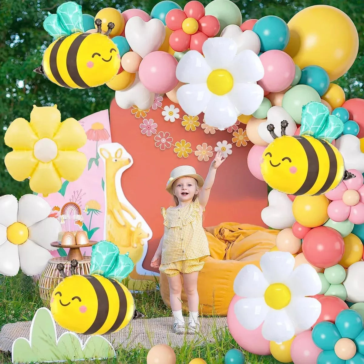 Uflower Bee & Daisy Balloon Set 6Pcs Birthday Party Decorations DD03194