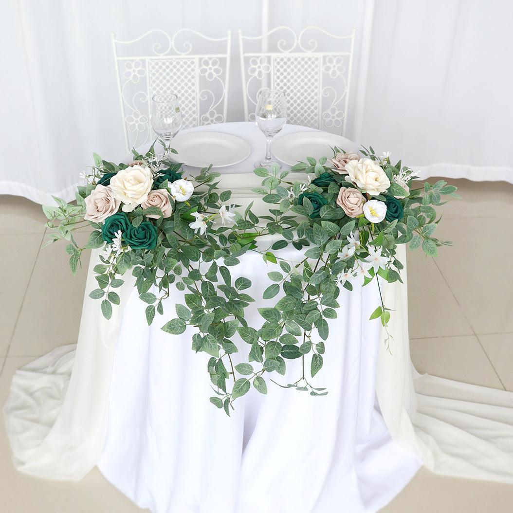 Dousha dark green table flower wedding decoration simulation flower banquet floral art - Uflower