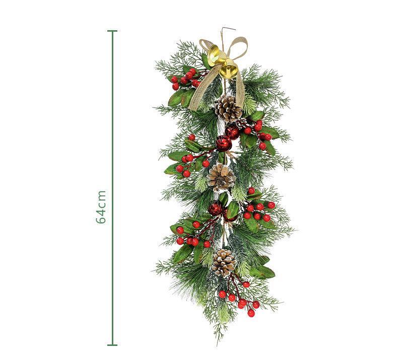 Simulation pine needle wall hanging Christmas bells colourful ball holiday atmosphere decoration artificial pine needle wall hanging - Uflower