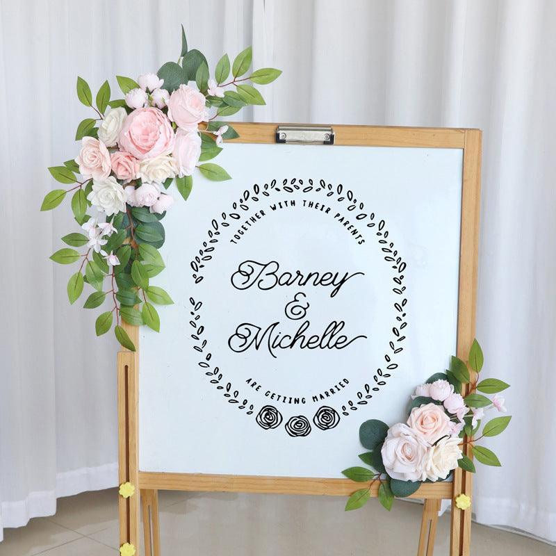 Wedding Arch Flower Imitation Pink Champagne Rose Welcome Sign Wedding Party - Uflower