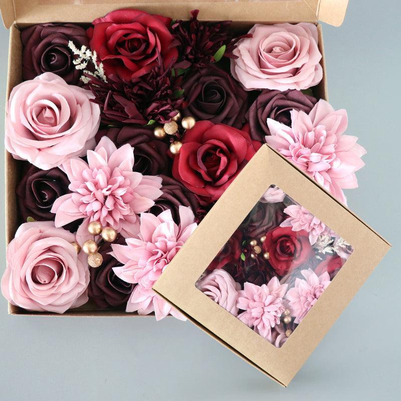 Simulation Flowers Boxed Flowers Mother's Day Birthday Gift Box Flowers Diy Home Hand Flower - Uflower
