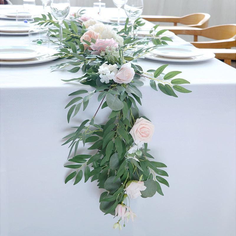 Wedding Pink Champagne Table Flower Decoration Vine Stage Background Decoration - Uflower