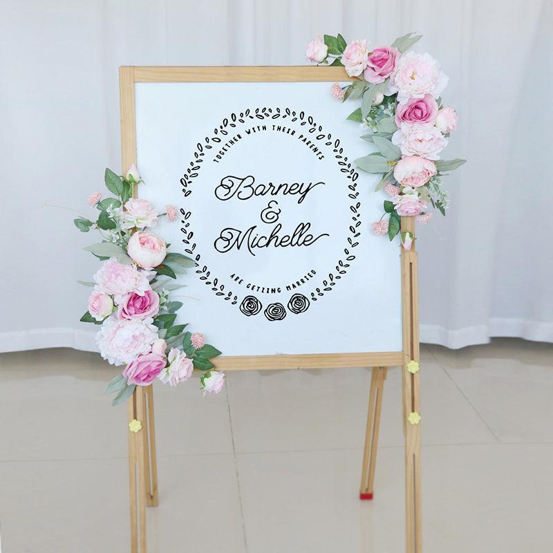 Simulated Rose Art Wedding Welcome Sign Decorative Corner Flower Props - Uflower
