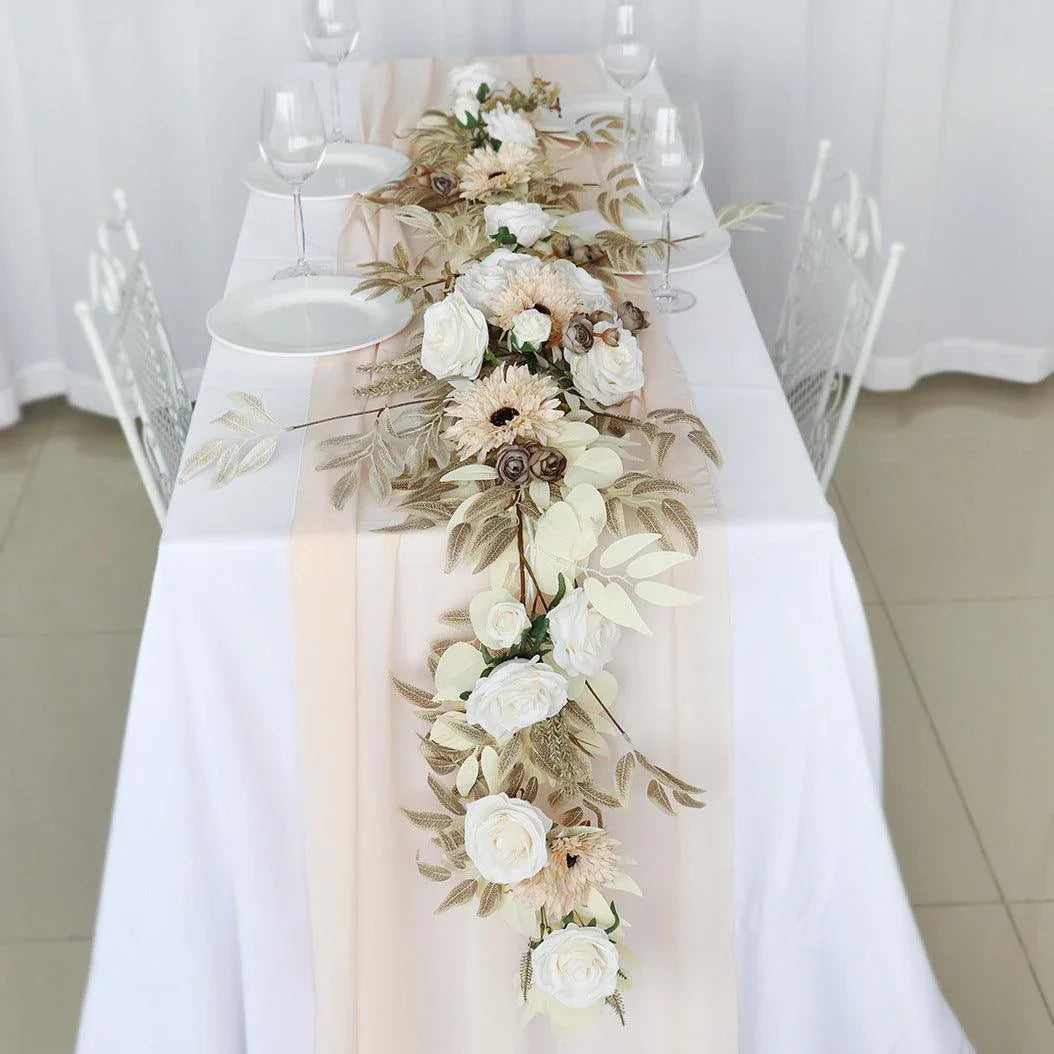 Simulated Rose Stripe Milk Tea Vine Table Flower Rose Vine Wedding Decoration Background - Uflower