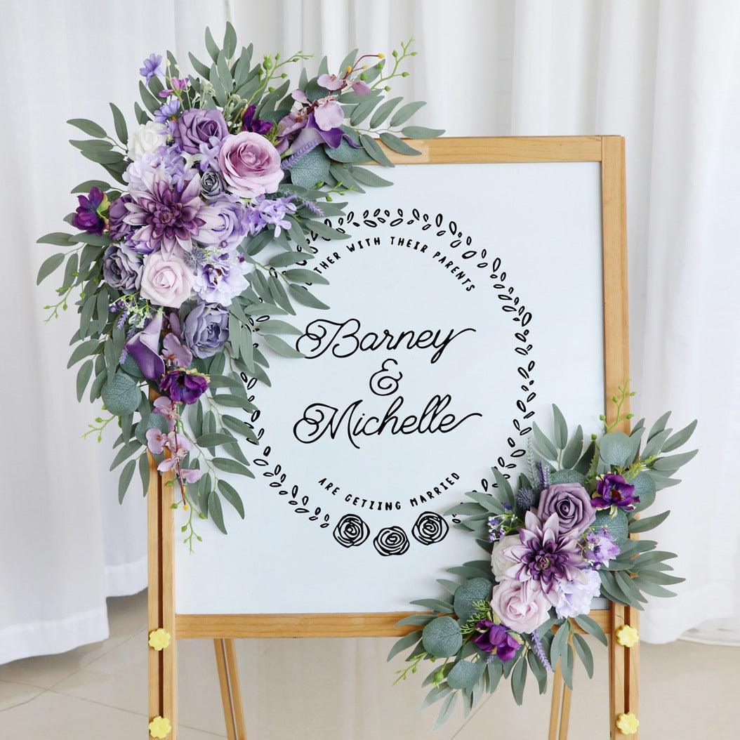 Wedding Arch Flower Simulation Lilac Purple Rose Welcome Sign Wedding Party - Uflower