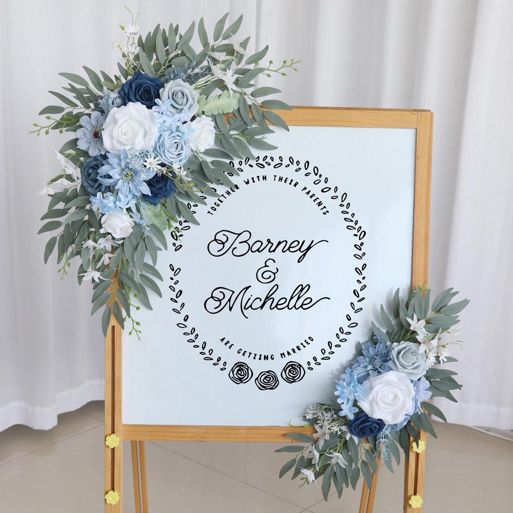 Wedding Arch Flower Simulation Haze Blue Rose Welcome Sign Wedding Party - Uflower