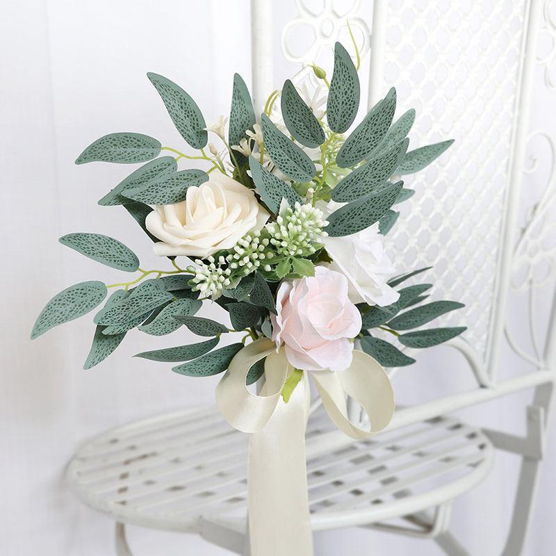 Simulated Huasen Series Outdoor Wedding Rose Willow Leaf Small Flower Bundle Chair Back Flower Decoration - Uflower