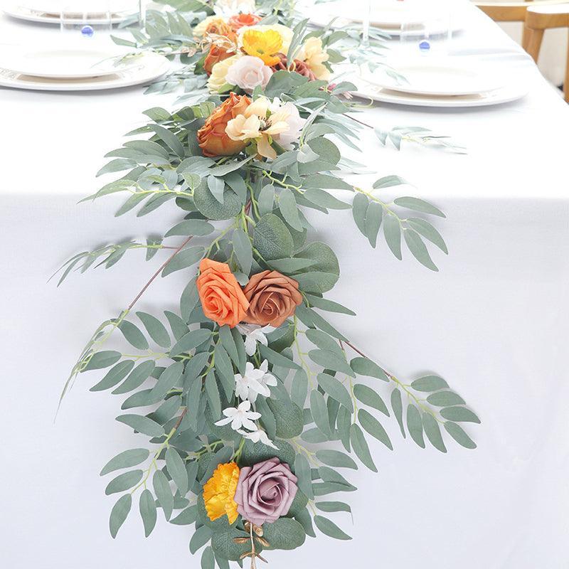 Wedding Champagne Orange Table Flower Decoration Vine Stage Background Decoration - Uflower