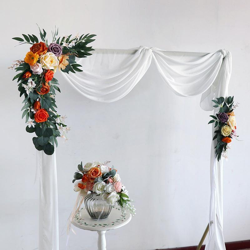 Vintage Rose Wedding Arch Decor Hanging Corner Floral Decor - Uflower