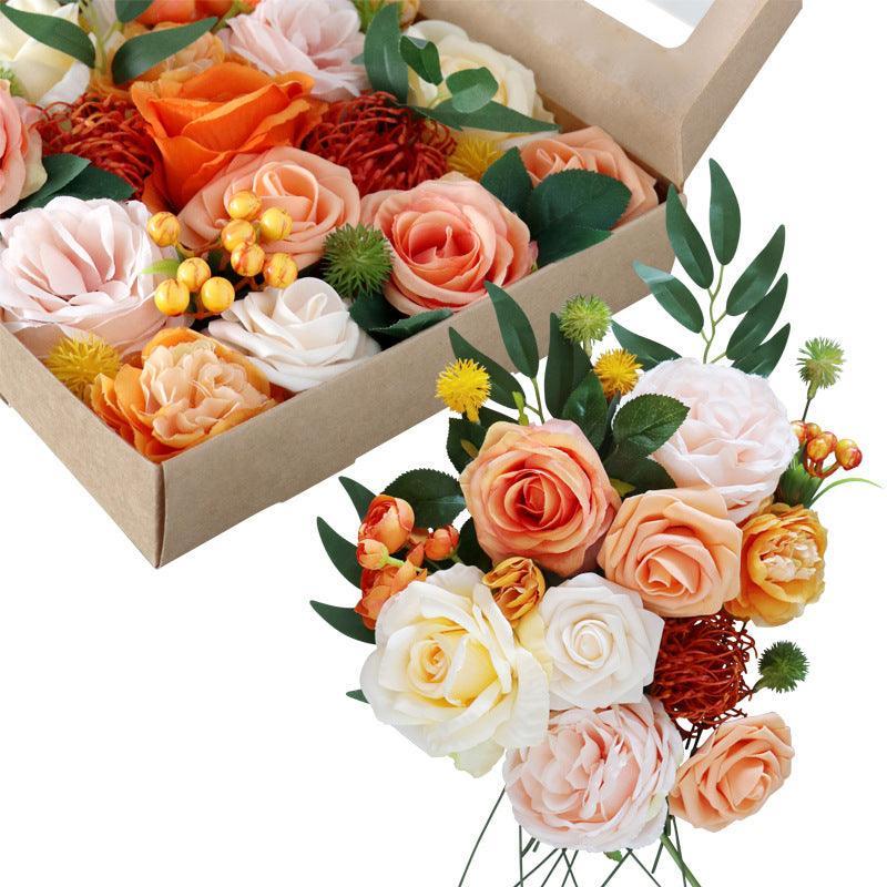 Simulation Silk Flowers Boxed Flowers Wedding Valentine's Day Diy Hand Bouquet Birthday Gift Box Flowers - Uflower