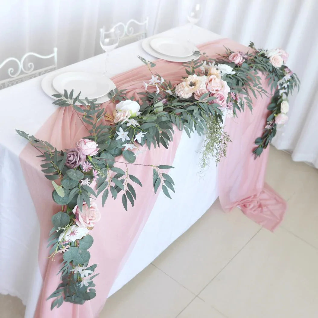 Simulated Rose Stripe Bean Paste Powder Hollow Grass Table Flower Rose Vine Wedding Decoration Background - Uflower