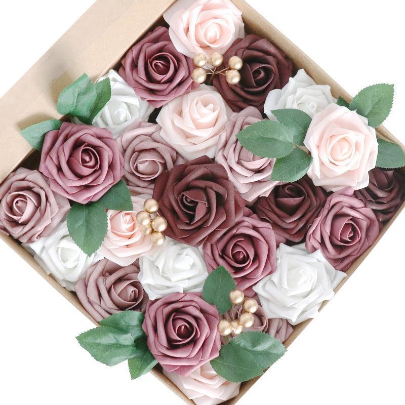 PE Rose Box Wedding Simulation Boxed Flowers Valentine's Day Birthday Gift Box Flowers Diy Home Flowers - Uflower