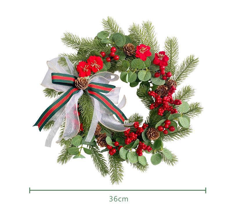 Simulation Pine Needle Wreath Christmas Flowers Money Leaves Greenery Wall Hanging Indoor Decoration - Uflower