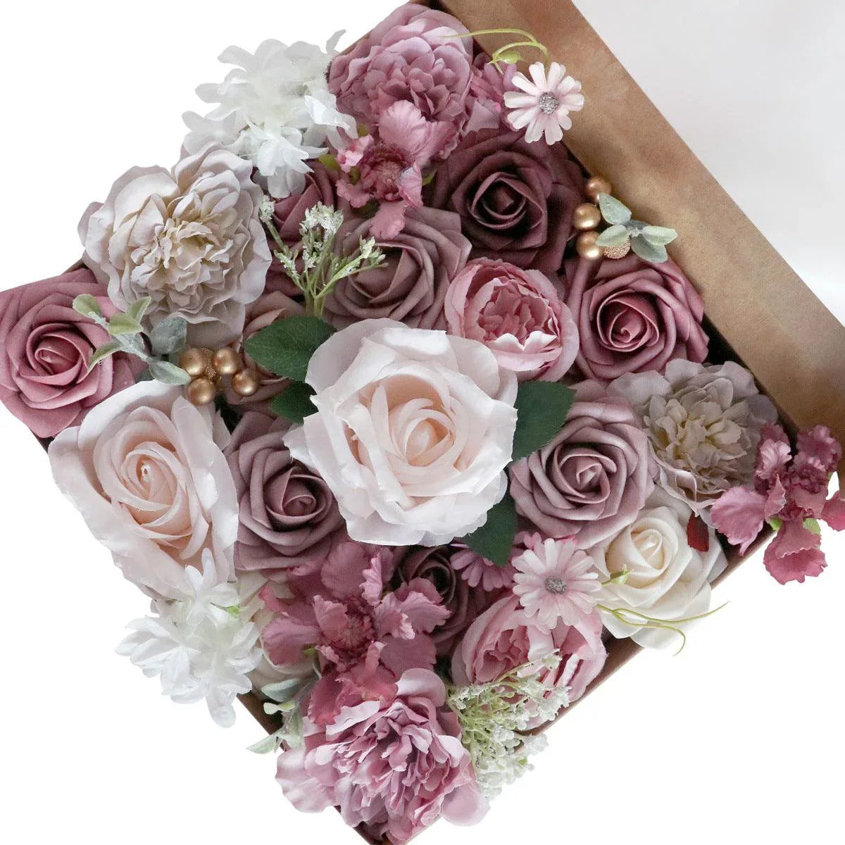 Simulation rose boxed flowers European wedding bridal bouquet DIY - Uflower