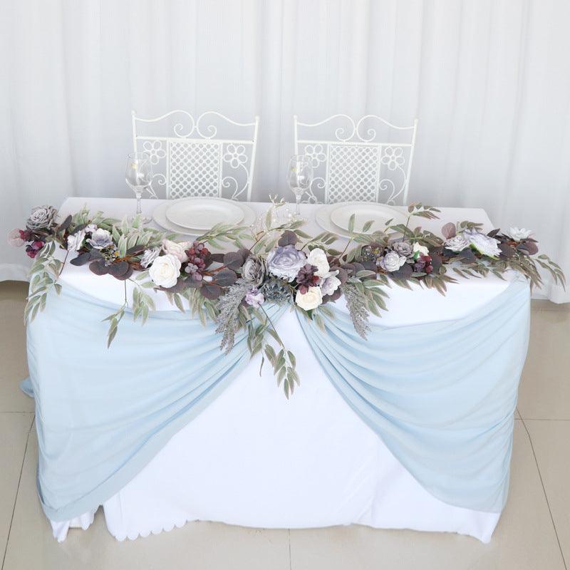 Simulated Rose Stripe Grey Purple Table Flower Rose Vine Wedding Decoration Background - Uflower