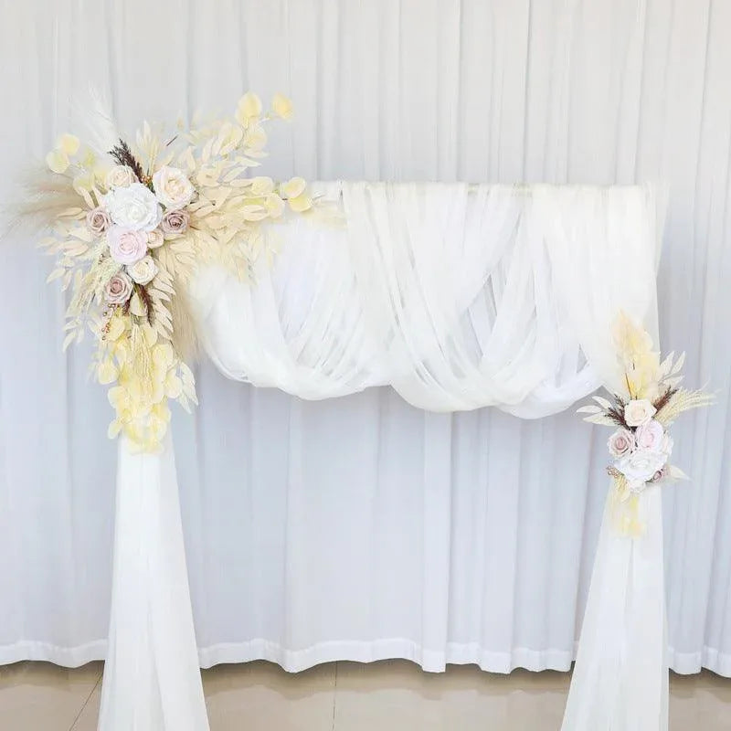 Simulated Arch Decoration Wedding Scene Welcome Sign Beige White Corner Flower Arrangement - Uflower