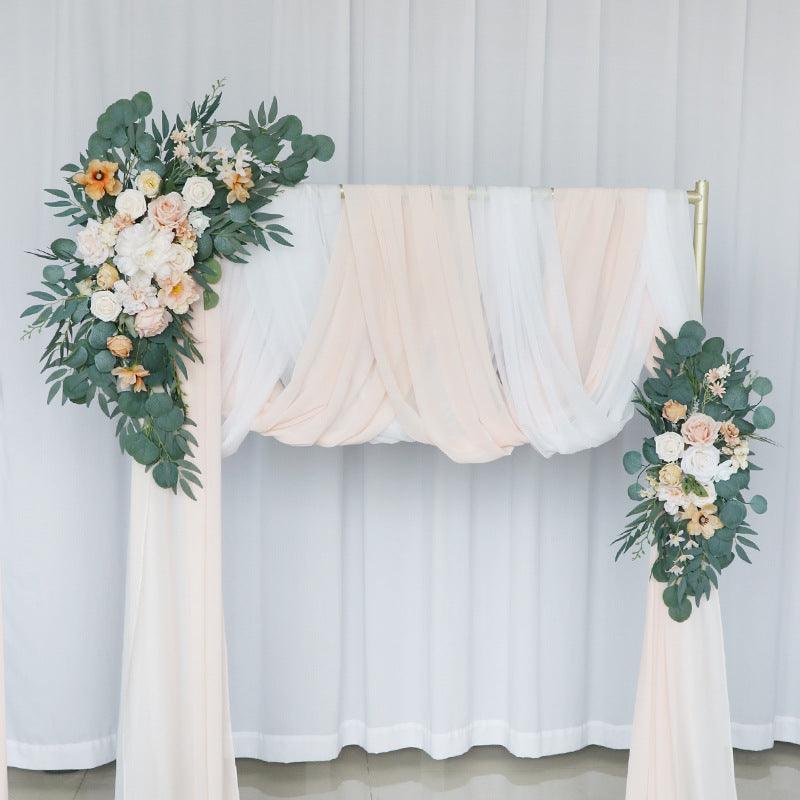 Light Champagne Roses Wedding Arch Hanging Corner Floral Decor - Uflower