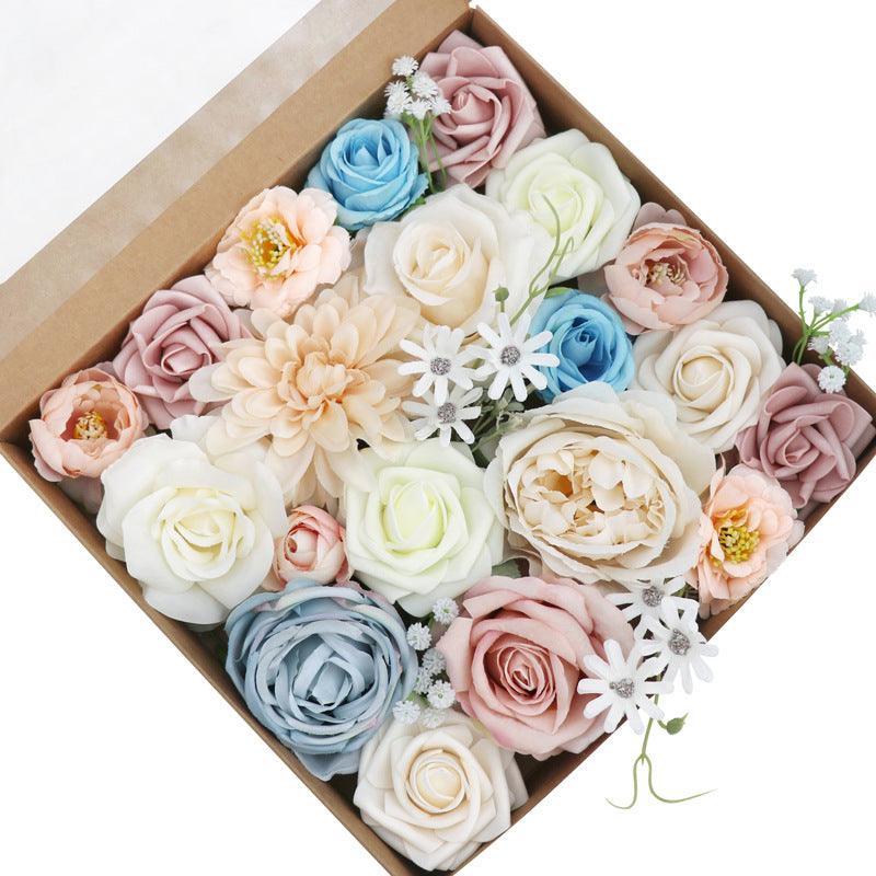 Simulation Flower Flower Box Birthday Proposal Gift Box Flower Head with Rod DIY Wedding Bridal Bouquet - Uflower