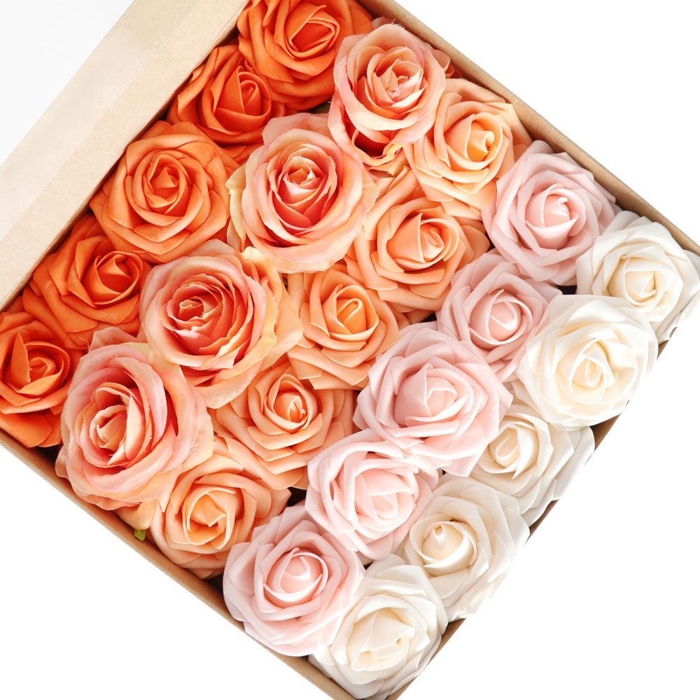 Simulation PE Roses Boxed Flowers Wedding Birthday Party Handmade Gift Flower Boxes - Uflower