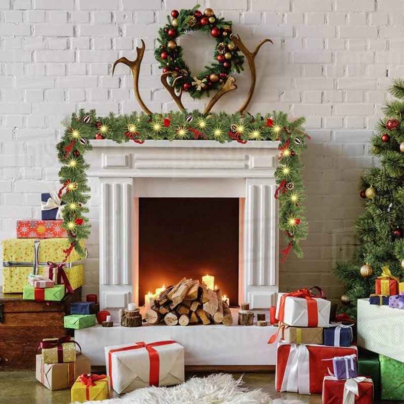 green pvc christmas decoration rattan door hanging decoration christmas encryption rattan - Uflower