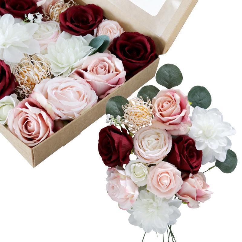 Creative simulation boxed flowers European wedding bouquet Valentine's Day birthday gift flower box - Uflower