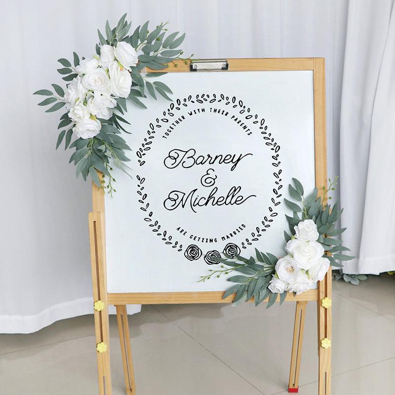 Simulated light colored floral art wedding welcome sign decoration corner flower props - Uflower