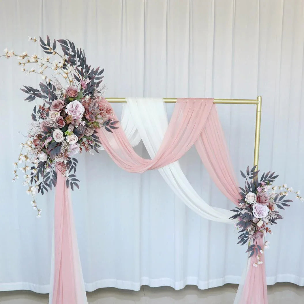 Simulated Arch Decoration Wedding Scene Welcome Sign Bean Paste Powder Grey White Flower Corner Flower Arrangement - Uflower