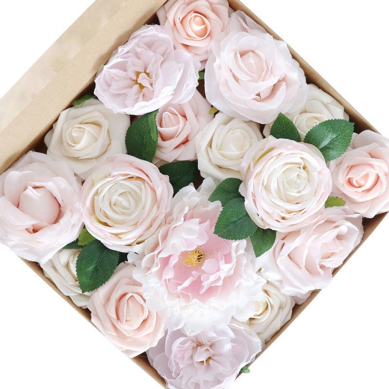 Simulation Boxed Flowers Wedding Birthday Valentine's Day Party Favour Box Flower Head with Rod Diy - Uflower