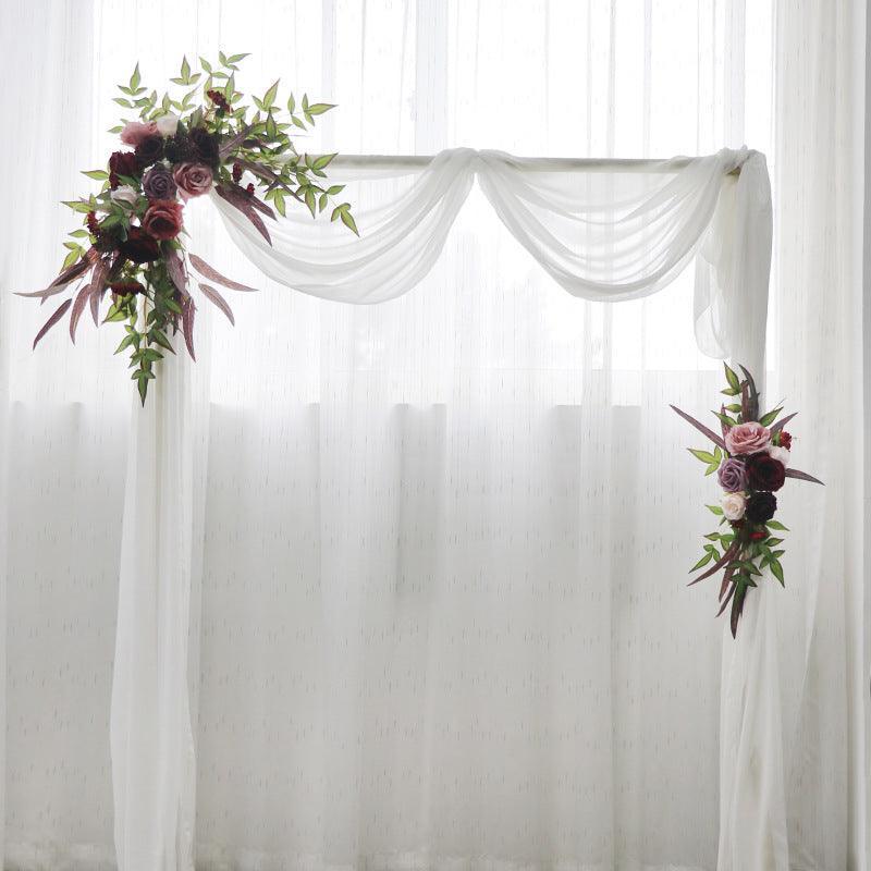 Burgundy Roses Wedding Arch Hanging Corner Floral Decor - Uflower