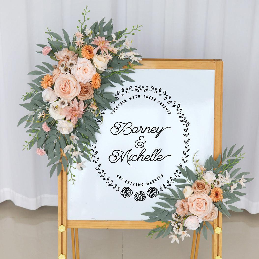 Simulated Champagne Flower Art Wedding Welcome Sign Decorative Corner Flower Props - Uflower