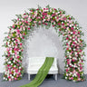 Uflower Hot Pink white Rose Green Leaves Floral Door Arch Wedding Party Backdrop Decoration - Uflower