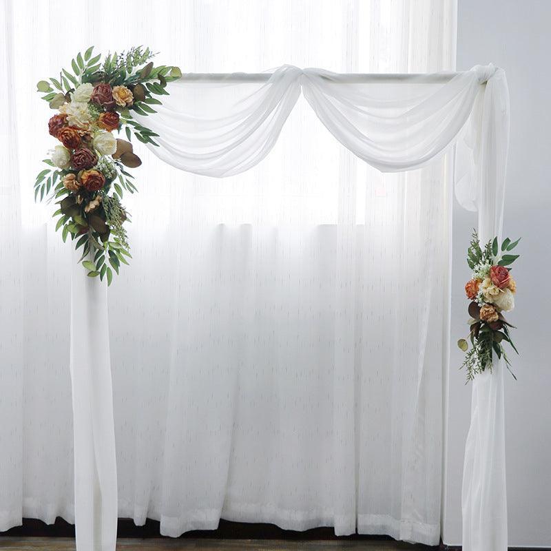 Simulated Arch Champagne Orange Flower Decoration Wedding Scene Welcome Sign Corner Flower Arrangement - Uflower