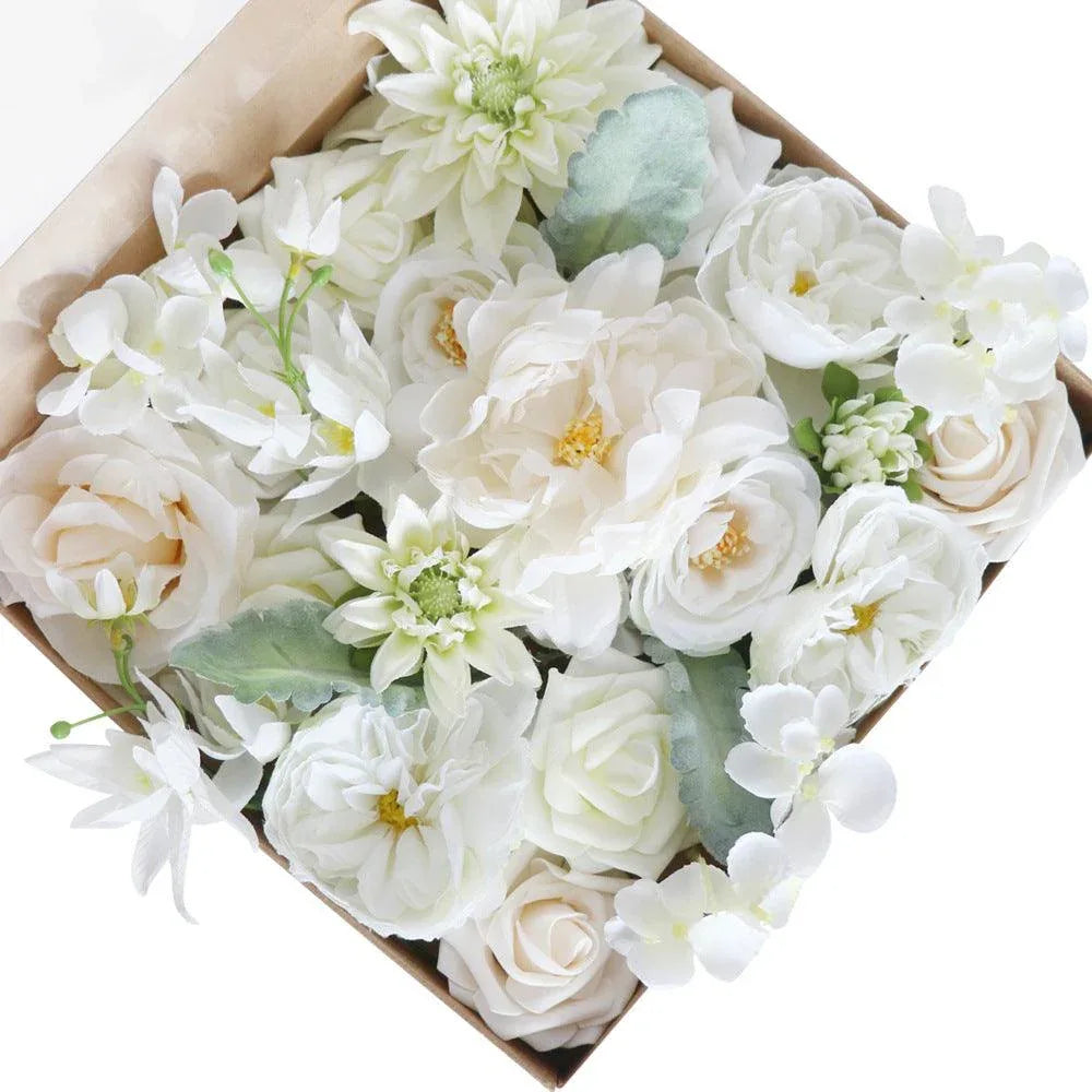 White Artificial Simulation Box Flower | Uflower - Uflower