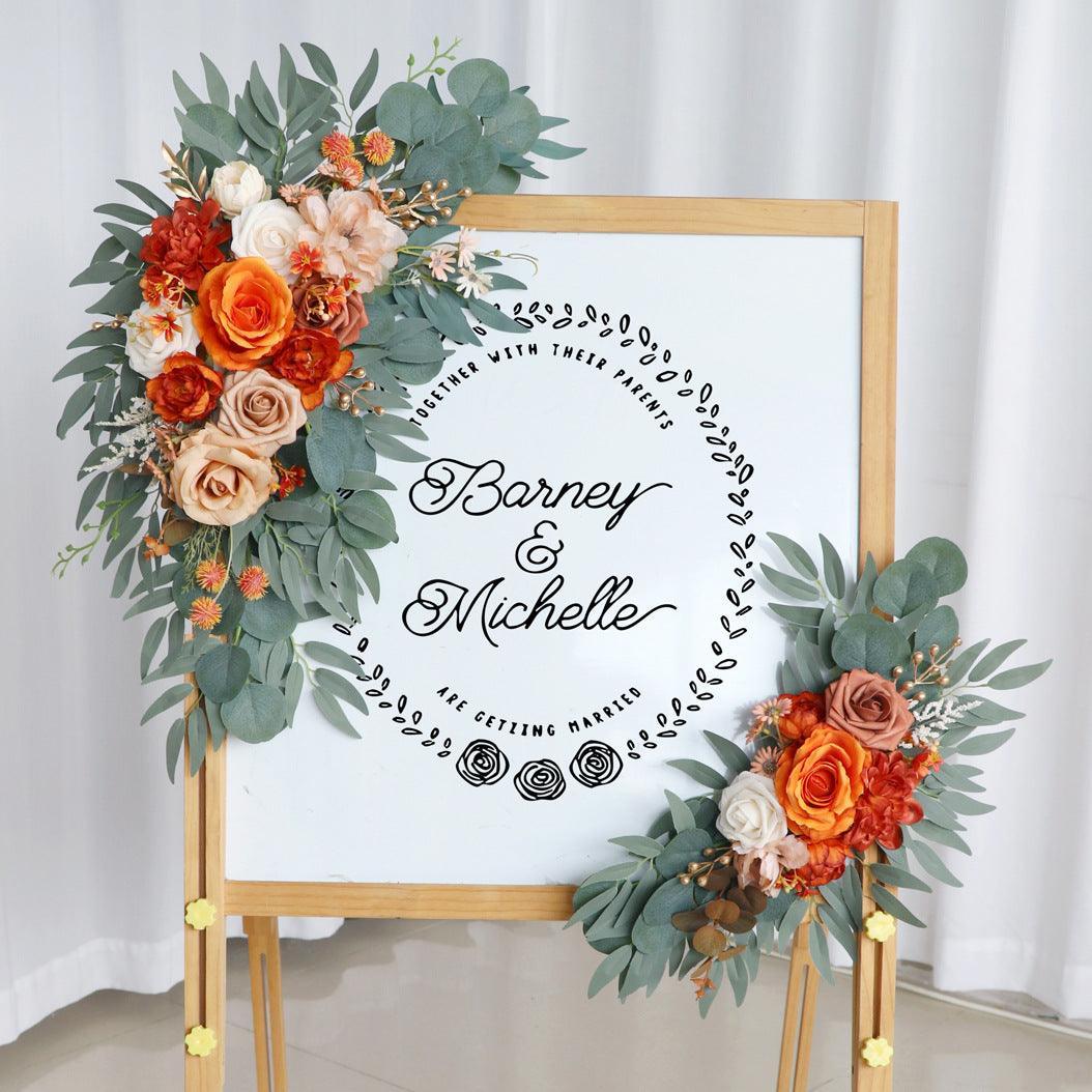Simulated floral wedding welcome sign decoration corner flower props - Uflower