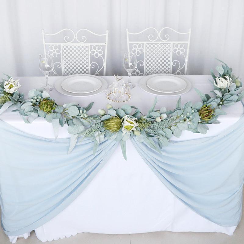 Simulated Rose Strip Eucalyptus Berry Table Flower Rose Vine Wedding Decoration Background - Uflower