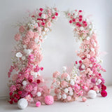 Arche florale Uflower rose et blanc avec cornes, accessoires de toile de fond de mariage SET80103