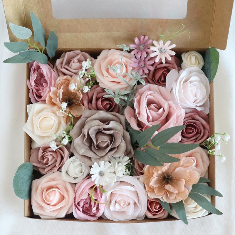 Simulation rose boxed flowers European wedding DIY bride hand bouquet wedding - Uflower