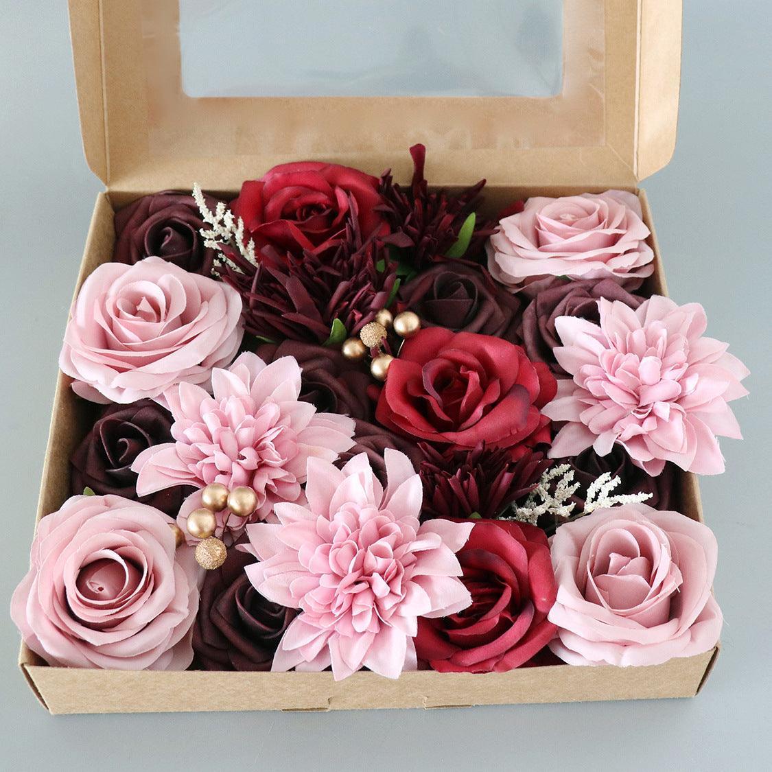 Simulation Flowers Boxed Flowers Mother's Day Birthday Gift Box Flowers Diy Home Hand Flower - Uflower