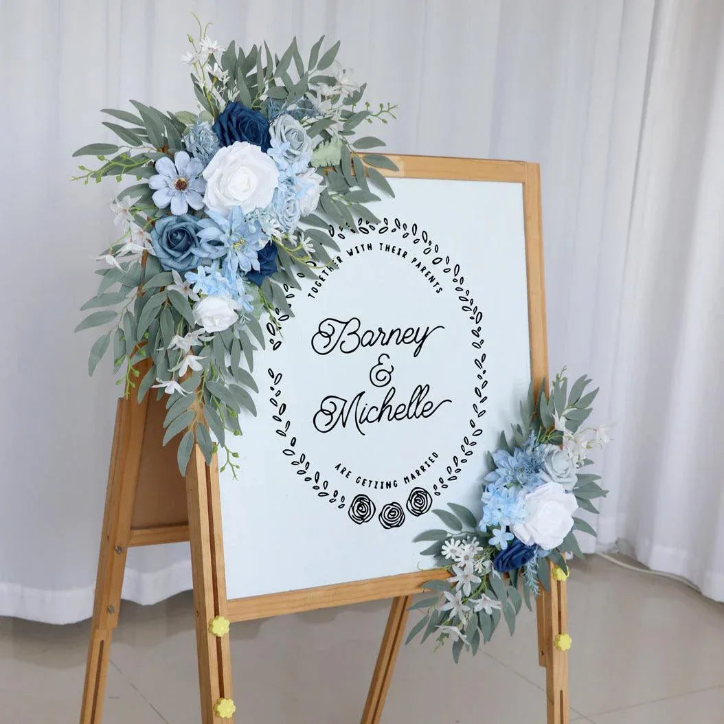 Wedding Arch Flower Simulation Haze Blue Rose Welcome Sign Wedding Party - Uflower