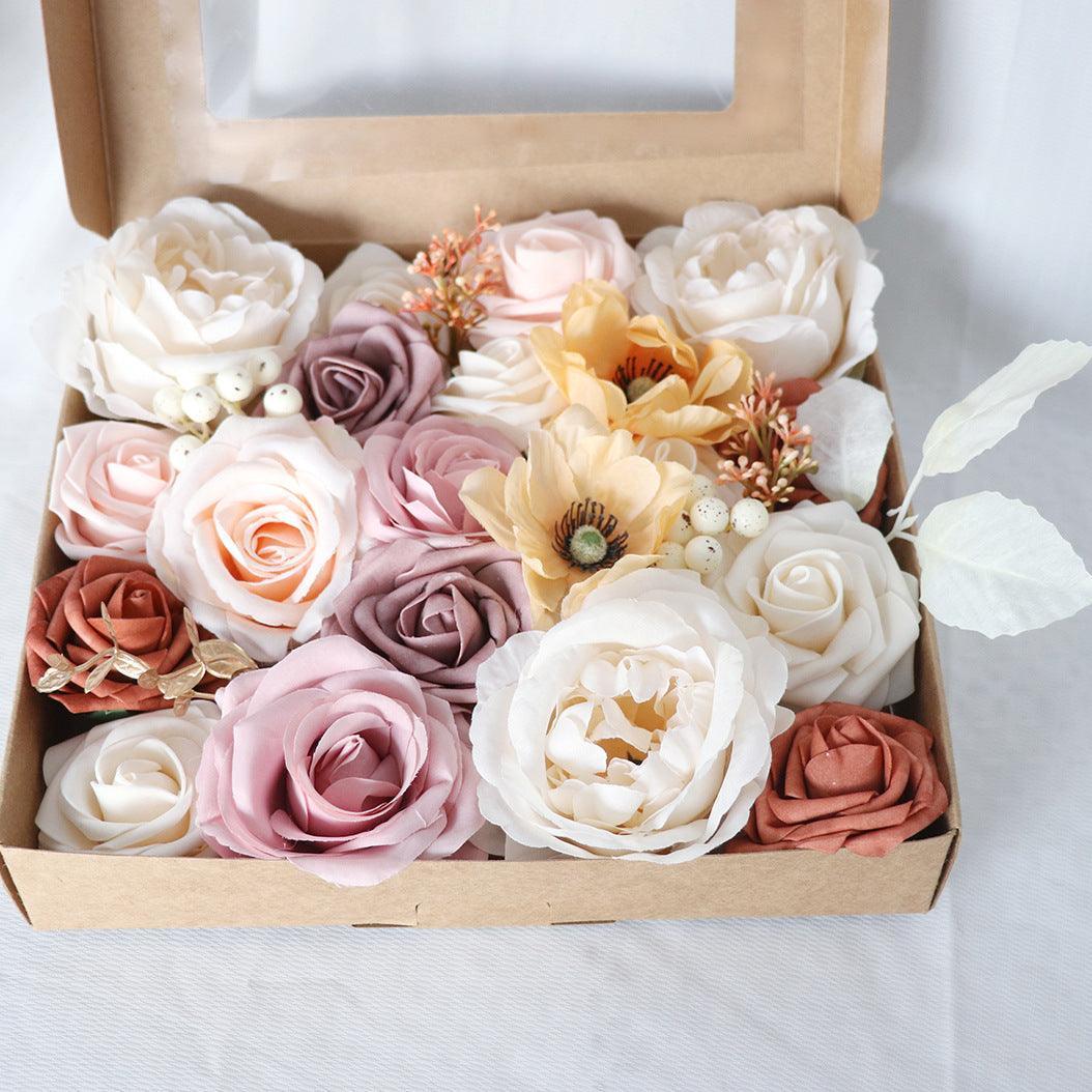 European Style Wedding Handmade Gift Gift Flower Box Simulation Flowers Boxed Flowers Diy Home Bouquet - Uflower