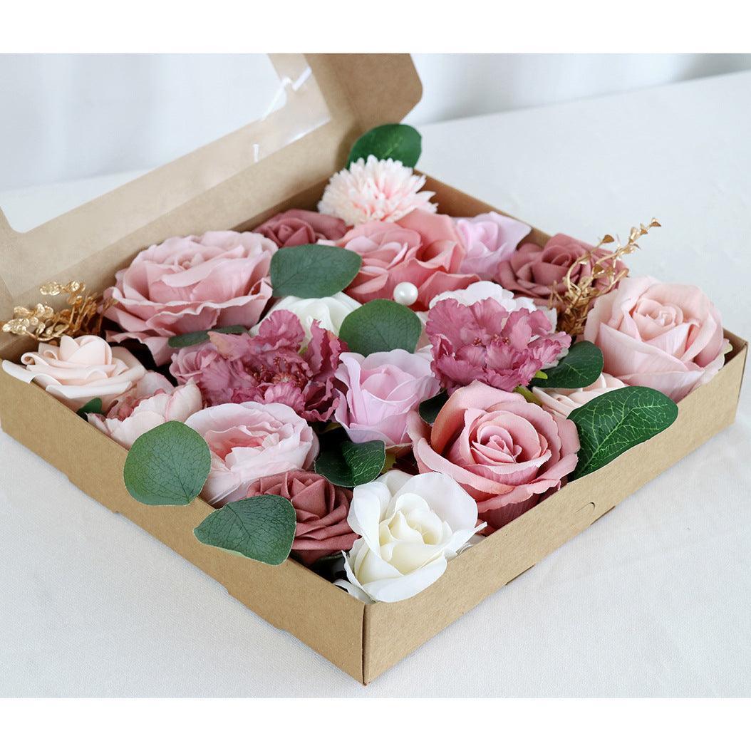 Simulation Rose Boxed Flowers Wedding Diy Bridal Bouquet Valentine's Day Birthday Gift - Uflower