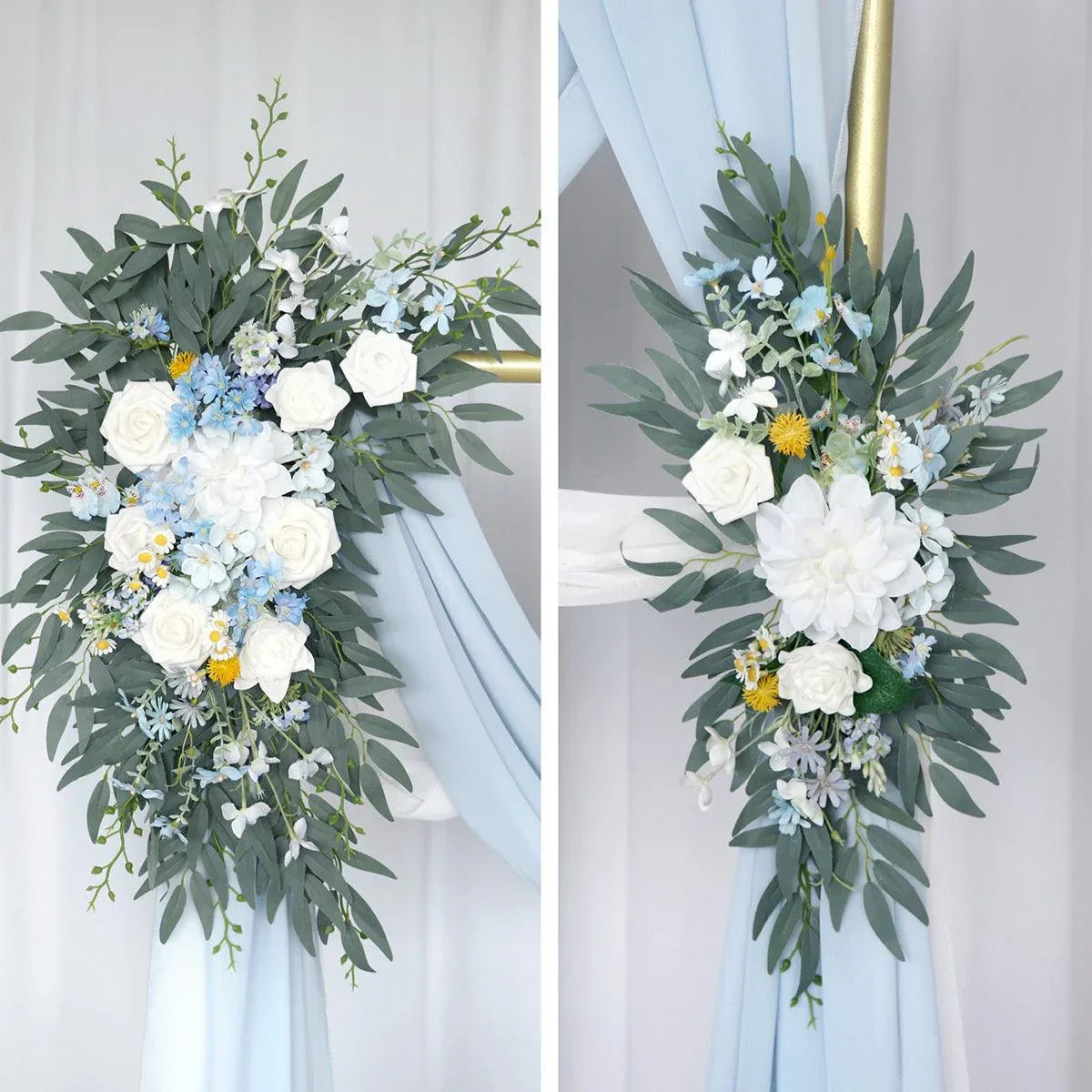 White Blue Color Greenery Wedding Hanging Corner Floral Decor - Uflower