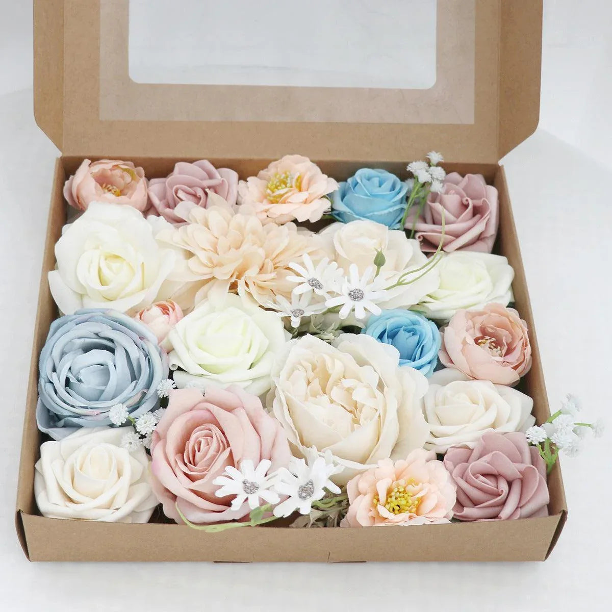 Simulation Flower Flower Box Birthday Proposal Gift Box Flower Head with Rod DIY Wedding Bridal Bouquet - Uflower