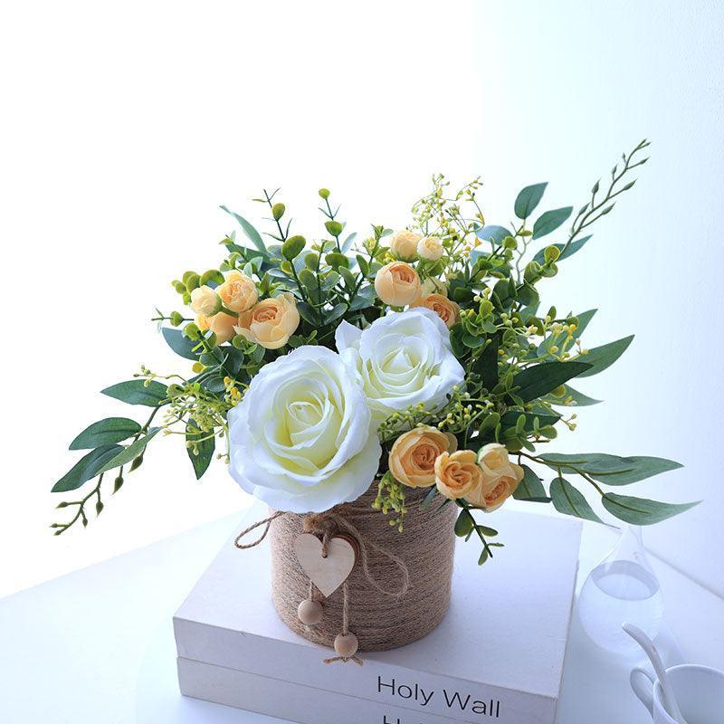 Simulation Floral Art Twine Handmade Flower Vessel Dining Room Living Room Greenery Arrangement - Uflower