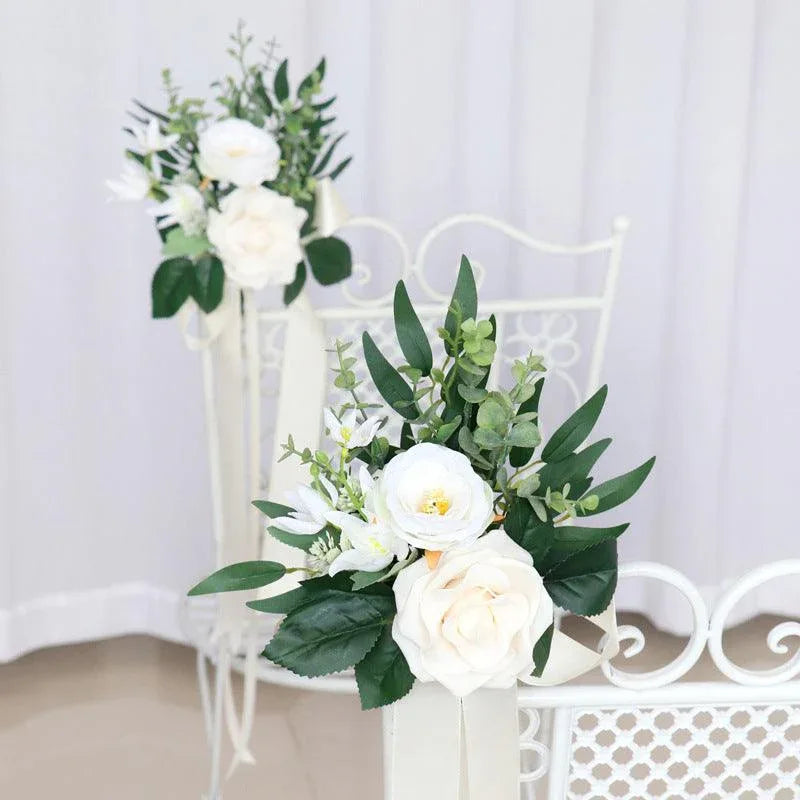 Simulated Huasen series outdoor wedding decoration chair back flower decoration - Uflower